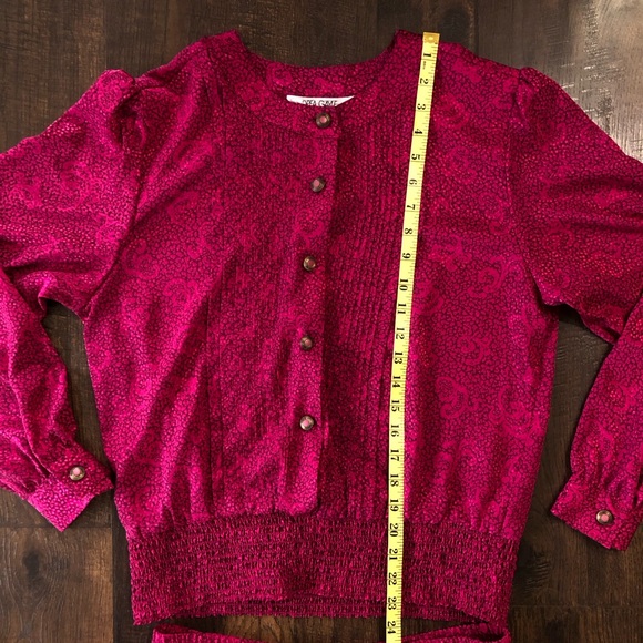 Vintage 80s Andrea Gayle Matching Skirt and Blouse Top Shirt Set Size 12 Pink - Picture 6 of 9